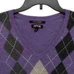 Apt. 9 Women's 100% Cashmere Sweater  Size Medium Argyle Purple Gray Soft Photo 1