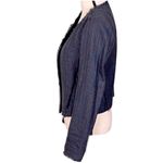 Loft ANN TAYLOR slate blue w/red, tweed blazer with fringe detail. Size 2. EUC Photo 4