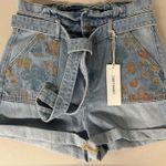 Driftwood New sz 29/8 paper bag high rise belted floral embroidered shorts Photo 0