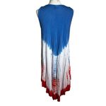 Rima Beach Floral Painted Gauze July 4th Patriotic USA Resort Shift Dress OS Blue Size L Photo 2