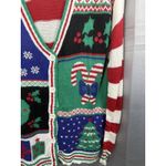 Source Unknown Christmas Cardigan Sweater Womens XL Red Green White Ugly Holiday Button Front‎ Photo 3