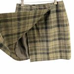 Max Mara Weekend Wrap Mini Skirt 12 Khaki Wool Glen Plaid Winter Dark Academia Tan Photo 3
