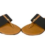 Italian Shoemakers  Flat Dressy Thick Band Sandals Summer Black & Tan Women 6 Photo 2
