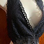 None Navy Blue  Lace Halter Bralette Photo 1