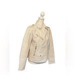EXPRESS Moto Jacket Off White Faux Leather Size Medium Photo 4