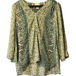 Soft Surroundings Top Women Size Medium Pullover Tunic Henley Floral Roll Tab Photo 0