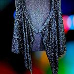 Joie  Sequin Drape Vest Women’s Sz. Small Midnight Blue Whimsigoth Witchy Photo 4