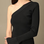 Theory asymmetrical ribbed sweater, M, Black Photo 0