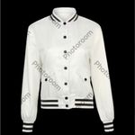 Venus Womens USA Matte Satin Bomber, White/Navy, size Large, New in bag Photo 4