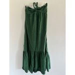 Aerie Maxi Dress Womens Medium Green Halter Linen Tiered Sundress Resort Preppy Photo 3