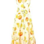 J.Crew NWT Edie Parker Button-front Tiered Maxi in Limes Oranges Citrus Dress M Photo 2