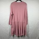 Free People Beach Pink Ribbed Blossom Button Down T Shirt Dress Photo 4