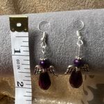 Angels 👼 Earrings Hand Made 2 Pair Purple/Clear Purple Photo 3