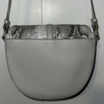 Nordstrom Genuine Leather Crossbody Saddle Bag Gray w Snakeskin Print Purse Photo 2