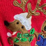 Tiara International Christmas Collection Reindeer Cardigan Sz L? Zippere… Photo 3