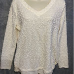 APT 9 Womens Petite Textured V Neck Long Sleeve Layered Sweater Top Ivory PXL White Size XL Photo 0