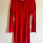 Calvin Klein Red Shirt Dress with Waist Tie Photo 6