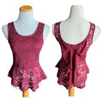 Ambiance Apparel Womens  Lace Peplum Top - Sz L Photo 1