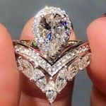 2Ct Lab Created Marquise Cut CZ Diamond Women Wedding Ring 14k White Gold Plated Silver Photo 2