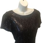 Elie Tahari Sequin Bodycon Cocktail Dress Sz. 10 Black Cap Sleeve Wedding Attire Photo 3