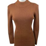 Line and Dot  Brown Rib Knit Mock Neck Long Sleeve Mini Bodycon Sweater Dress S Photo 0