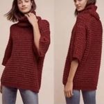 Tracy Reese Plenty  Waffled Turtleneck Tunic Open Knit Sweater Burgundy S Photo 1