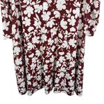 Eloquii Red Floral Long Sleeve Tie Neck Knee Length Dress Stretchy Plus Size 22 Photo 3