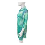 Entro  Green Blue Abstract Print Shirt Dress Collared 3/4 Sleeve Womens Photo 3
