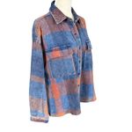 Vintage Havana small blue orange long sleeve button down flannel shirt shacket Photo 2