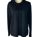 Karen Scott Medium Hooded Jacket Hoodie Long Sleeve Stretch Lightweight Black Photo 0