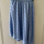 EXPRESS Blue Black White Pinstripe Asymmetrical Hem Midi Skirt XSMALL EUC Photo 0