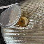 Source Unknown Gold Metallic Shell Clutch Mini Purse Snap Closure Crossbody Strap Black Inside Photo 9