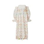 Rosie Assoulin Strapless Babydoll Maxi Dress sz 4 Watercolor Print Bell Sleeves White Photo 4