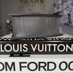 Borse In Pelle Gray Croc Embossed Leather Top Handle Chain Bag Made in Italy Photo 9