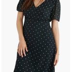 Madewell  Dot Smocked Shoulder Dress in Polka Dot Smoky Spruce size 10 Photo 0