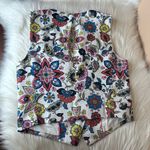 BODEN Tailored Linen Waistcoat Floral Vest Size 2 White Photo 10