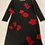 Saint Tropez West Black Dress with Red Flowers Photo 0
