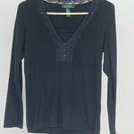 Ralph Lauren Lauren‎  Black Women's V-Neck Top - Size Medium Photo 0
