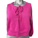 Victoria's Secret Victoria’s Secret Magenta Lace Up Sweatshirt Pink Cropped Medium Fleece Womens Photo 1