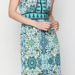 London Times aqua green and white print halter dress size 10P Photo 2