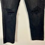 American Eagle  Women’s Distressed Straight Leg Mom Jean Black Size 4 EUC Photo 2