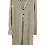 Chenault Patterned Textured Knit Long Lightweight Side Slit Duster Cardigan L Tan Size L Photo 4