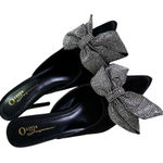 Olivia Jaymes Women's Shoes Sz 8 Stiletto Heels‎ Slide On Crystal Stud Bow Black Photo 0