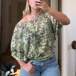 Alberto Makali  green leopard print dolman sleeve semi-sheer top Photo 0