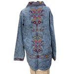 Denim & Co . Women’s Jean Jacket Embroidered Floral design Long Size M NEW  SKU 1 Photo 1