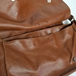 MADE IN ITALY GENUINE LEATHER BROWN FLAP STUD BAGUETTE Silver Photo 5