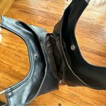 Black Vegan Leather Hobo Bag Metal Shoulder Handles Photo 8