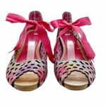 Anthropologie Chanii B Luca Rainbow Leather Heel Laser Cut Open Toe Shoe Women’s Size 41 US 11 Photo 9