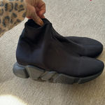 Italian made lug sole sock style chunky slip on shoe size Italian 30 or US 8 Black Photo 4