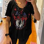 Rock Rose Couture Lace Up Distressed Band Tee Photo 0